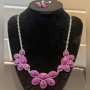 Purple necklace and earring set